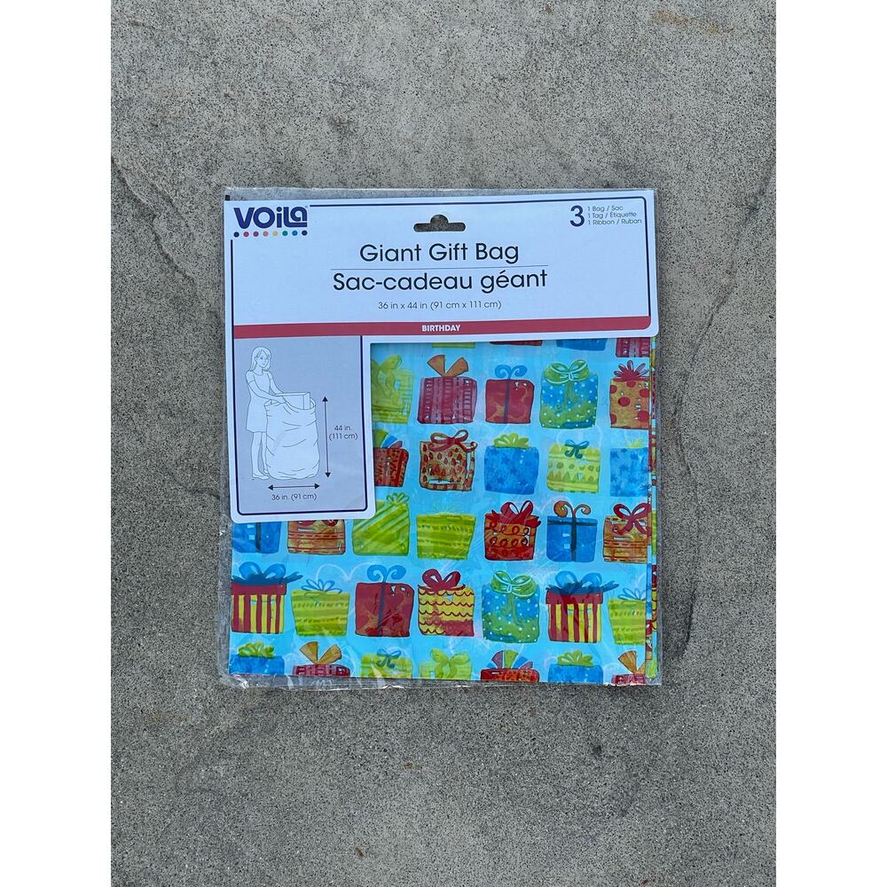 Voila Giant Gift Bag 36in x 44 in ( 91cm x 111cm ) New Happy Birthday